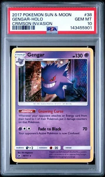 2017 POKEMON SUN & MOON CRIMSON INVASION #38 GENGAR-HOLO PSA 10
