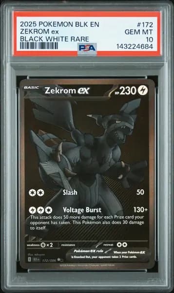 2025 POKEMON BLK EN-BLACK BOLT BLACK WHITE RARE #172 ZEKROM EX PSA 10