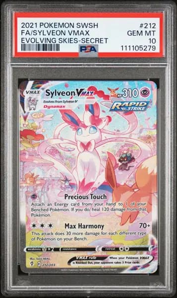 2021 POKEMON SWORD & SHIELD EVOLVING SKIES SECRET FULL ART/SYLVEON VMAX PSA 10