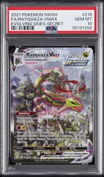2021 POKEMON SWORD & SHIELD EVOLVING SKIES SECRET FULL ART/RAYQUAZA VMAX PSA 10