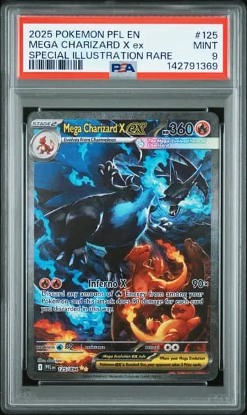 2025 POKEMON PFL SPECIAL ILLUSTRATION RARE #125 MEGA CHARIZARD X EX PSA 9