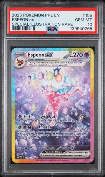 2025 POKEMON PRISMATIC EVOLUTIONS SPECIAL ILLUSTRATION RARE ESPEON EX PSA 10