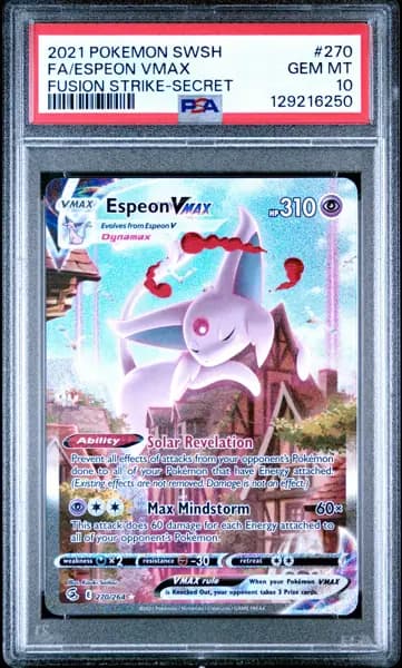 2021 POKEMON SWORD & SHIELD FUSION STRIKE SECRET FULL ART/ESPEON VMAX PSA 10