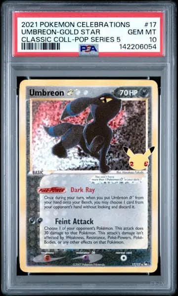 2021 POKEMON CELEBRATIONS CLASSIC COLLECTION #17 UMBREON-GOLD STAR PSA 10