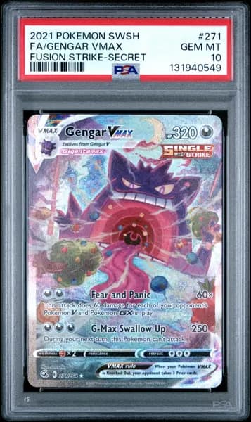 2021 POKEMON SWORD & SHIELD FUSION STRIKE SECRET FULL ART/GENGAR VMAX PSA 10