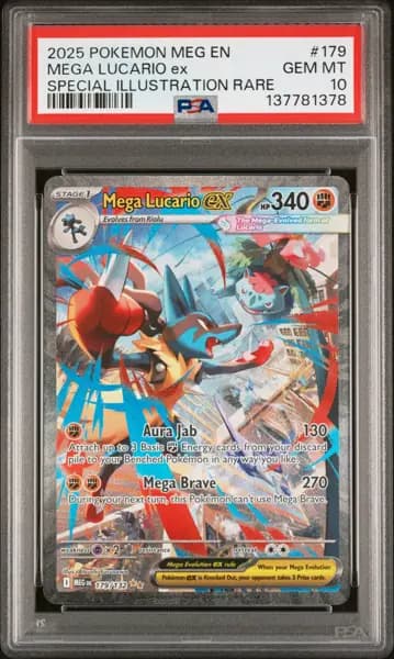 2025 POKEMON MEGA EVOLUTION SPECIAL ILLUSTRATION RARE MEGA LUCARIO EX PSA 10