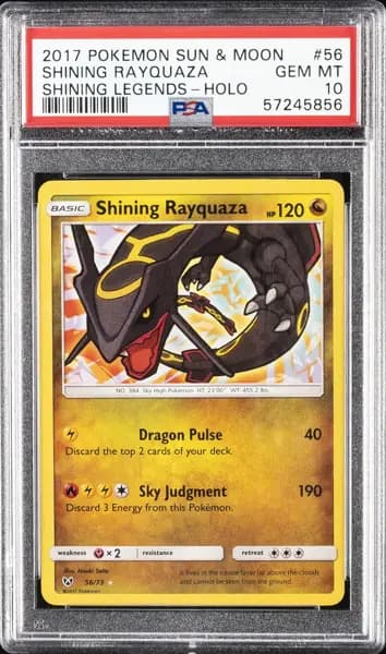 2017 POKEMON SUN & MOON SHINING LEGENDS #56 SHINING RAYQUAZA-HOLO PSA 10