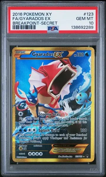 2016 POKEMON XY BREAKPOINT SECRET #123 FULL ART/GYARADOS EX PSA 10