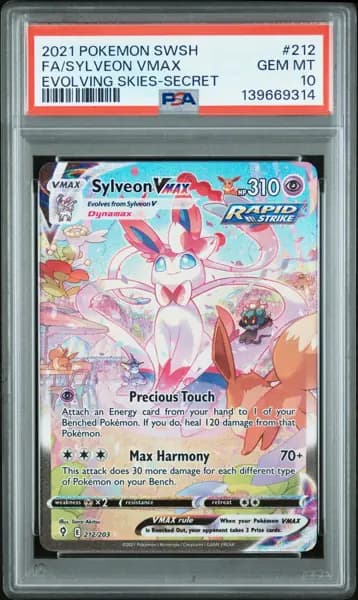 2021 POKEMON SWORD & SHIELD EVOLVING SKIES SECRET FULL ART/SYLVEON VMAX PSA 10