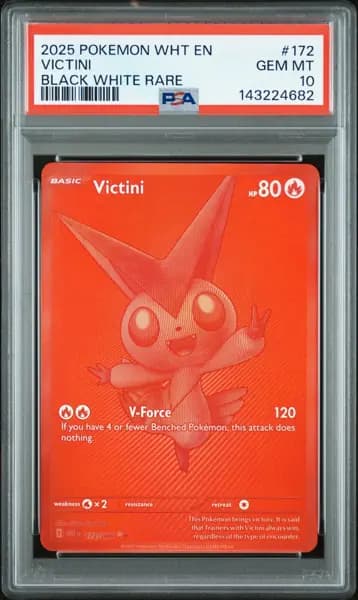 2025 POKEMON WHT EN-WHITE FLARE BLACK WHITE RARE #172 VICTINI PSA 10