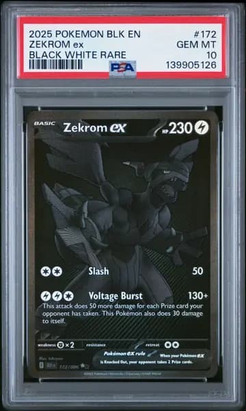 2025 POKEMON BLK EN-BLACK BOLT BLACK WHITE RARE #172 ZEKROM EX PSA 10