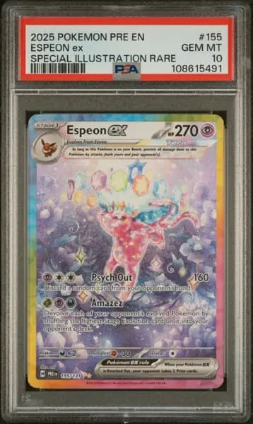 2025 POKEMON PRISMATIC EVOLUTIONS SPECIAL ILLUSTRATION RARE ESPEON EX PSA 10