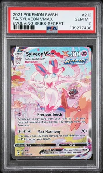 2021 POKEMON SWORD & SHIELD EVOLVING SKIES SECRET FULL ART/SYLVEON VMAX PSA 10