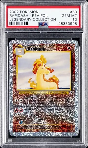 2002 POKEMON LEGENDARY COLLECTION #60 RAPIDASH-REVERSE FOIL PSA 10