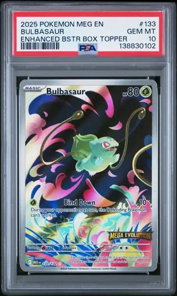 2025 POKEMON MEG EN-MEGA EVOLUTION ENHANCED BOOSTER BOX TOPPER BULBASAUR PSA 10