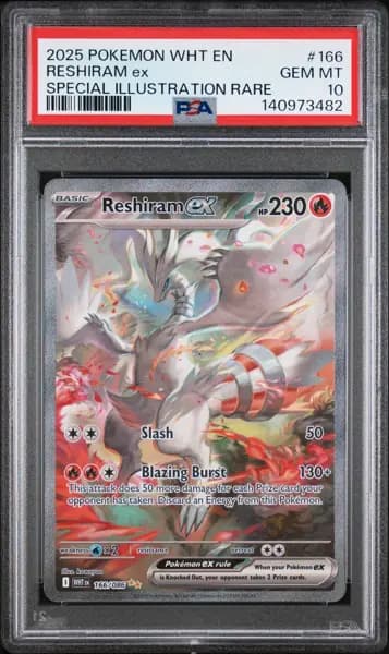 2025 POKEMON WHT EN-WHITE FLARE SPECIAL ILLUSTRATION RARE RESHIRAM EX PSA 10