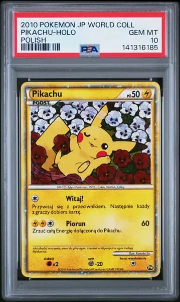 2010 POKEMON JAPANESE WORLD COLLECTION POLISH PIKACHU-HOLO PSA 10