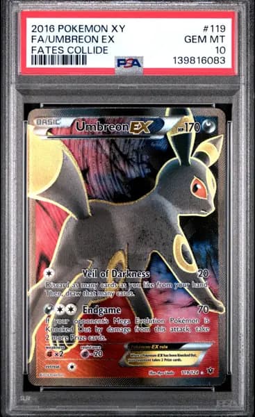 2016 POKEMON XY FATES COLLIDE #119 FULL ART/UMBREON EX PSA 10