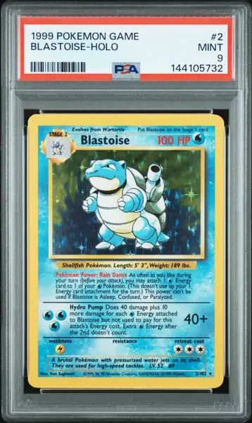 1999 POKEMON BASE SET UNLIMITED #2 BLASTOISE-HOLO PSA 9