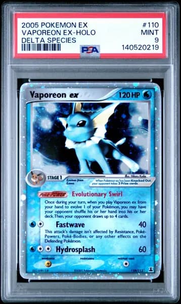 2005 POKEMON EX DELTA SPECIES #110 VAPOREON EX-HOLO PSA 9